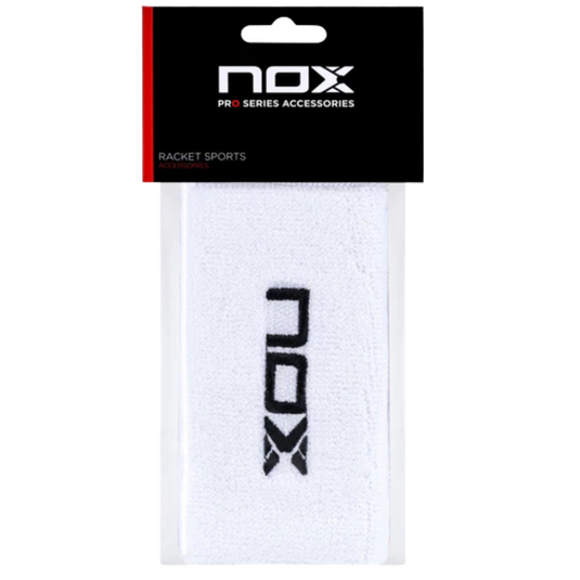 2 Muñequeras Largas Padel Nox Pro Series Confort Blancas Xl
